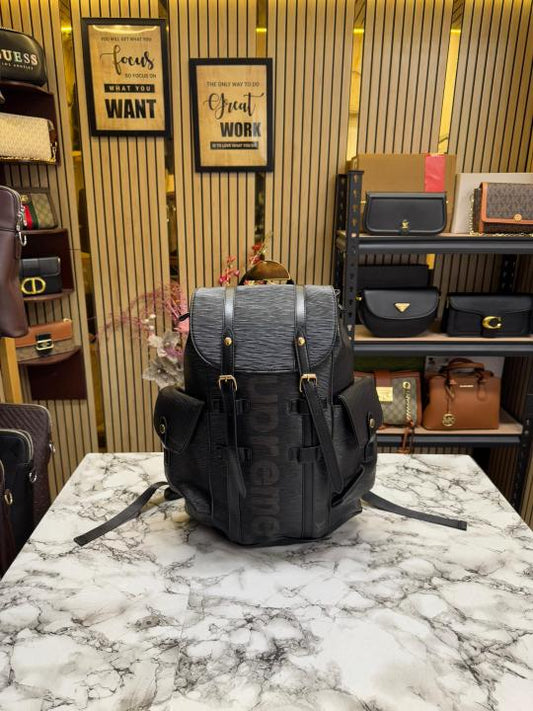 Louis_Vuitton signature X Supreme christopher premium quality backpack (Black)